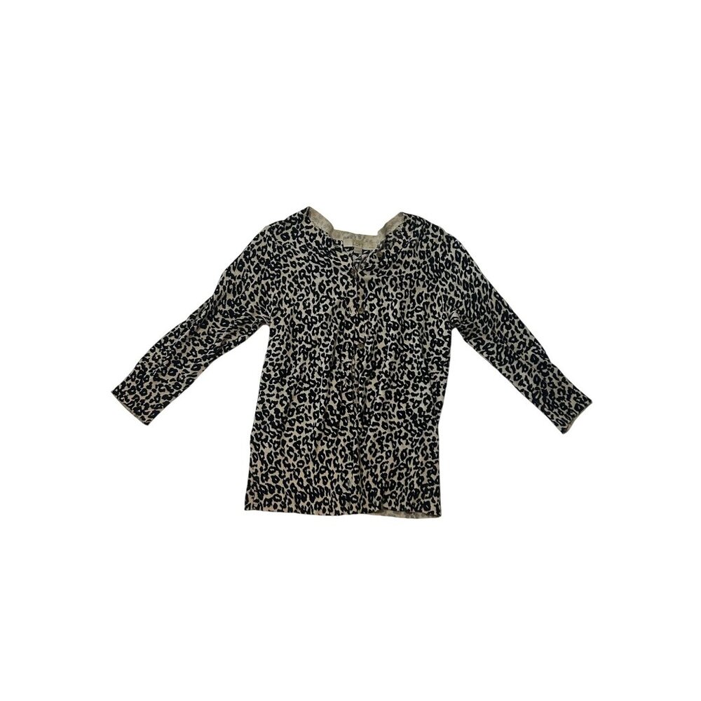 Ann Taylor Loft Petite Leopard Print Button Front Cardigan Sweater SP 1746